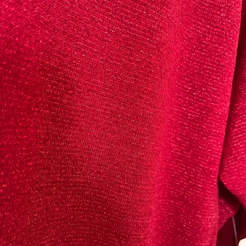 Christmas Holiday party Hesed shimmering ruby, long sleeve, dressy, top - Picture 5 of 11